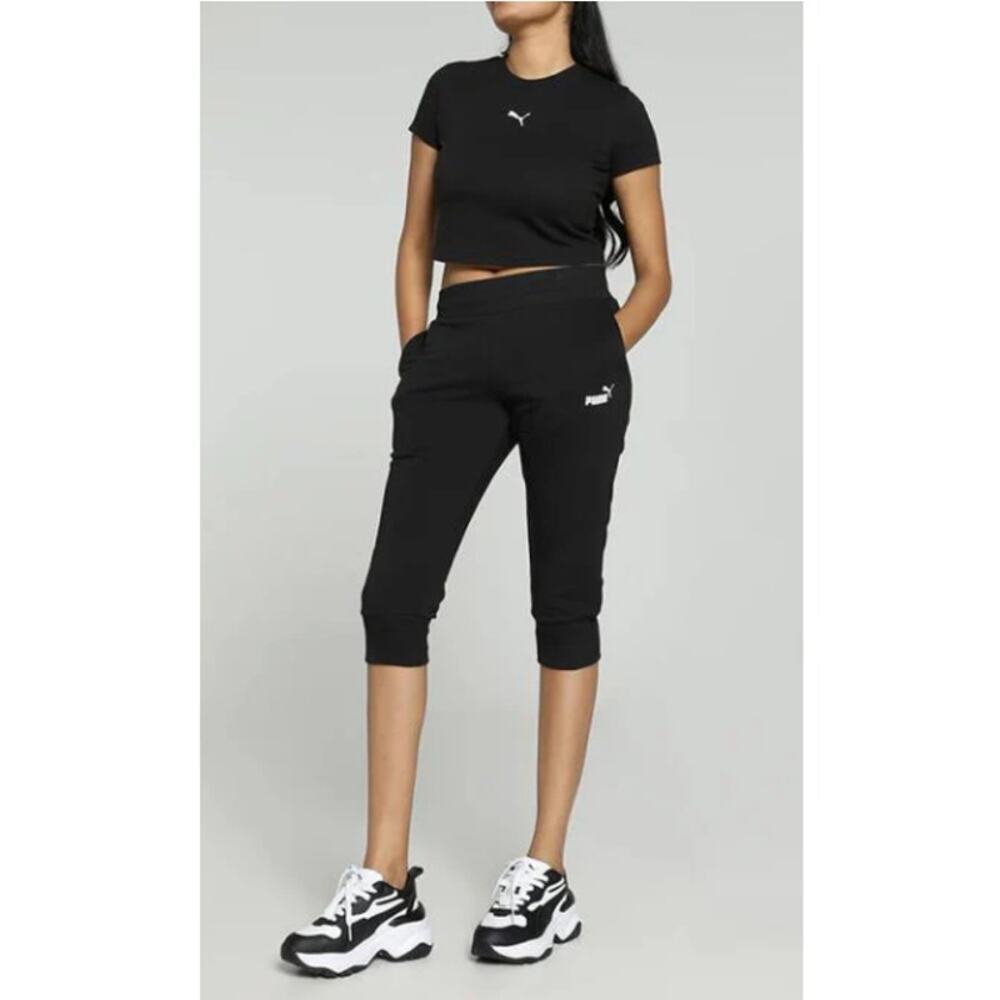 Puma Women's Black ESS Capri Regular Fit Sweatpants Size S - Picture 4 of 9